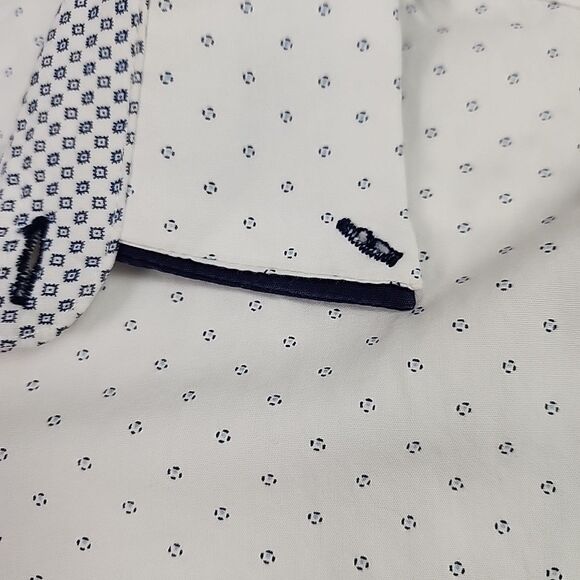 Denim & Flower Ricky Singh Mens White Blue Slim Fit Button Down XL Shirt - Picture 3 of 11